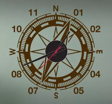 Compass Clock Sticker - TenStickers