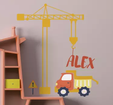 Construction site with bagger personalized Wall decal - TenStickers