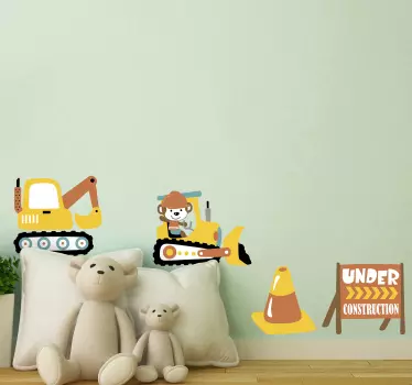 Construction truck set toy decal - TenStickers