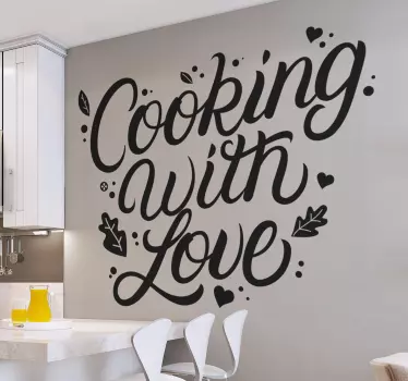 cooking with love kitchen quotes kitchen stickers - TenStickers