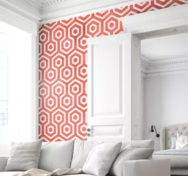 coral geometric texture wall decal - TenStickers