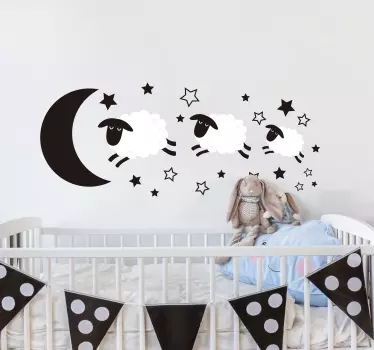Count sheep illustration wall art - TenStickers