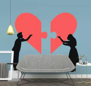 Couple joining heart love wall decal - TenStickers