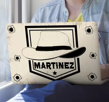 COWBOY HAT CUSTOM NAME DESIGN laptop skin - TenStickers