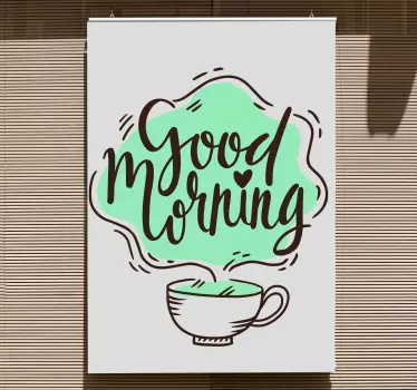 creative good morning with coffee service decal - TenStickers