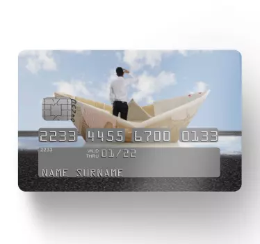 Credit card sticker paper boat journey - TenStickers
