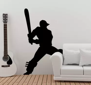 Cricket player silhouette wall decal - TenStickers
