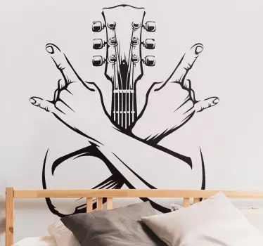 Crossed hands sign rock wallpaper decal - TenStickers