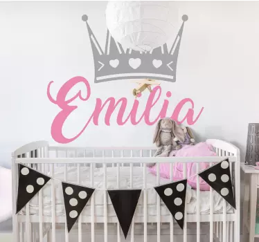 Crown name design wall sticker - TenStickers