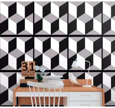 Cubic cement design tile transfer sticker - TenStickers