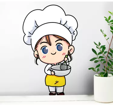 Cuisine wall sticker chef character mixing design - TenStickers