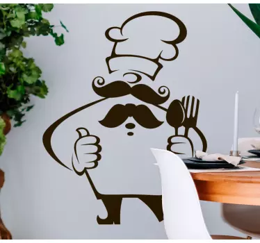 Cuisine wall sticker chef character with fork - TenStickers