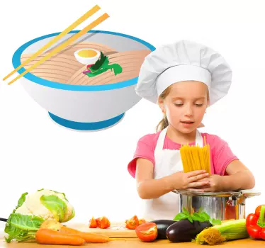 Cuisine wall sticker chef cooking noodles - TenStickers