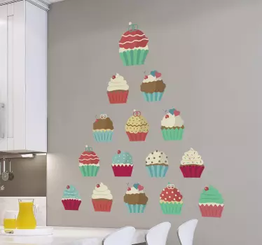 Cuisine wall sticker colorful cupcake display - TenStickers
