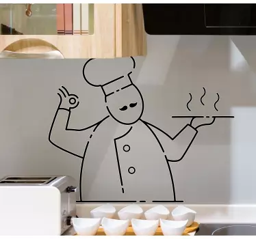 Cuisine wall sticker culinary expert serving tray - TenStickers