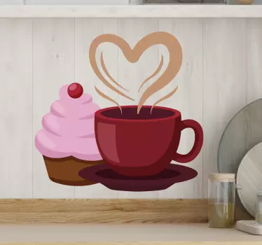 Cuisine wall sticker cupcake coffee love - TenStickers