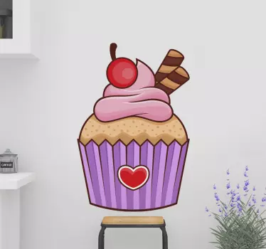 Cuisine wall sticker cupcake with cherry - TenStickers