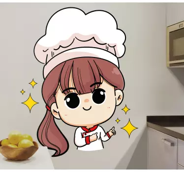 Cuisine wall sticker joyful cook figure - TenStickers