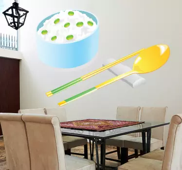 Cuisine wall sticker rice bowl utensils - TenStickers