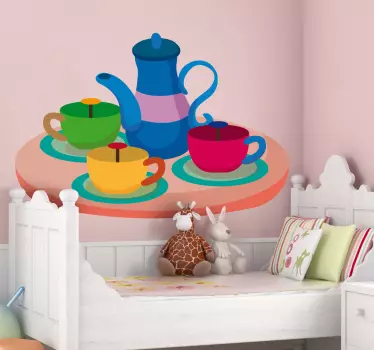 Cuisine wall sticker tea set showcase - TenStickers