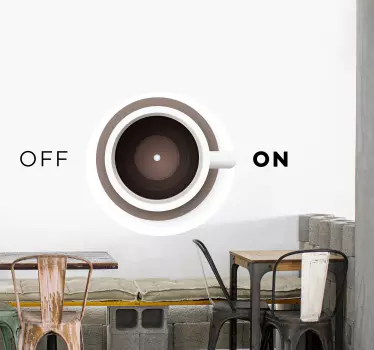 cup of coffee with on and off service decal - TenStickers