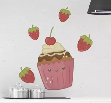 Cupcakes and strawberries food wall sticker - TenStickers