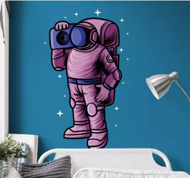 Curious astronaut exploring space wall sticker - TenStickers