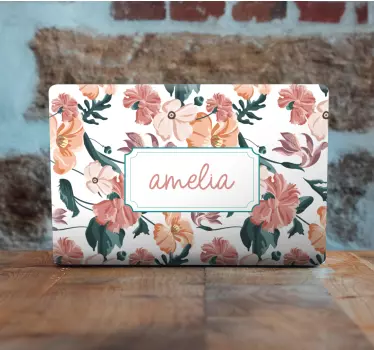 Custom Floral Design laptop skin - TenStickers