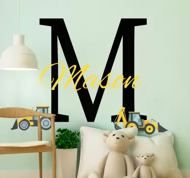 Custom initial and Tractor toy decal - TenStickers