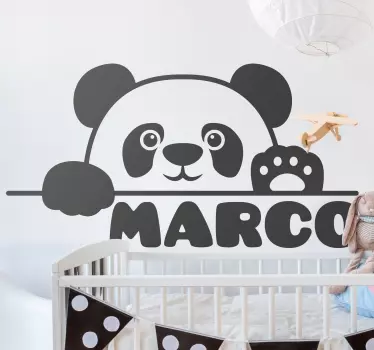 Custom name baby panda Kids Bedroom Wall decal - TenStickers