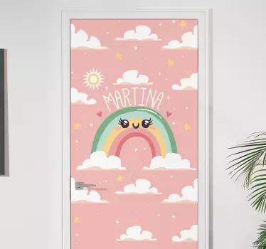 Custom rainbow design door sticker - TenStickers