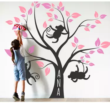 Custom tree monkeys wall stickers for kid - TenStickers