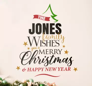 Customisable Family Christmas Tree Sticker - TenStickers