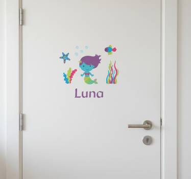 Customisable sticker mermaid door decor - TenStickers