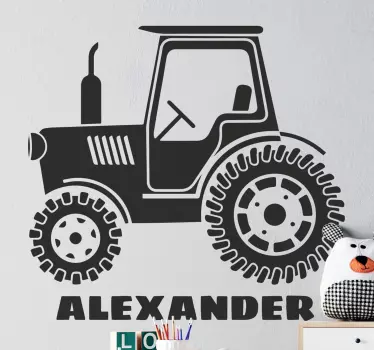 Customisable sticker tractor with personalized name - TenStickers
