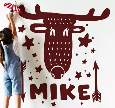 Customisable sticker whimsical deer face - TenStickers