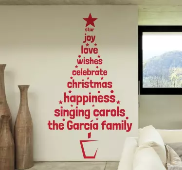 Customised Christmas Tree Text Sticker - TenStickers