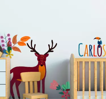 Customizable Deer Illustration wall sticker - TenStickers