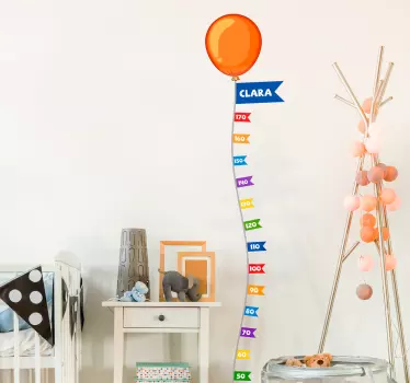 Customizable globe meter height chart wall sticker - TenStickers