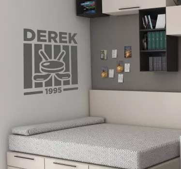 Personalised hockey emblem wall sticker - TenStickers