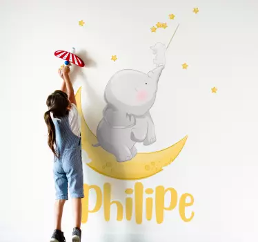 Customizable name elephant and rabbit wall stickers - TenStickers