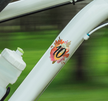 Customizable number and flower  Bike Decal - TenStickers