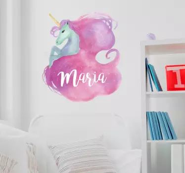 Customizable watercolor unicorn fantasy wall sticker - TenStickers