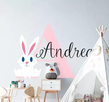 Customized name first letter and butterfly illustration wall art - TenStickers