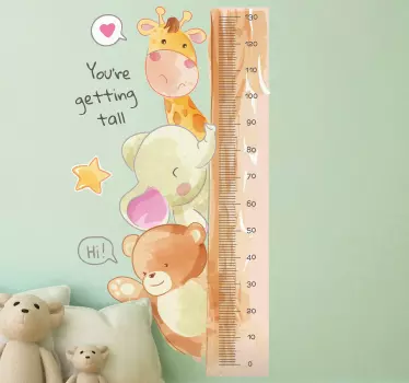 Cute Animal height chart sticker - TenStickers