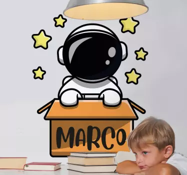 Cute astronaut box cartoon  Kids Bedroom Wall Sticker - TenStickers