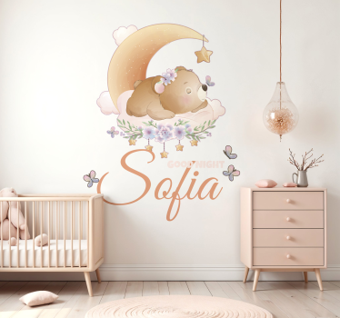 Cute bear for boy with name baby wall sticker - TenStickers