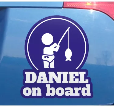Cute boy fishing  baby in car sticker - TenStickers