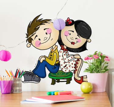 Cute cartoon couple people sticker - TenStickers