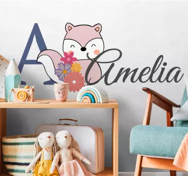Wall stickers for kid baby fox with name - TenStickers